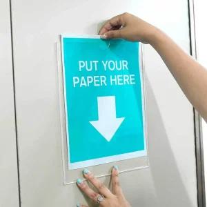 아크릴 알림판 회사게시 현황 A4 투명액자 부착용 세로 상장 종이꽂이