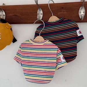 코코아허니 무지개 크롭 티셔츠강아지가을옷 애견 패션 강아지 봄옷