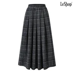 [르샵]체크 핀턱 플레어 밴딩 롱 스커트 (DP4WH008A)