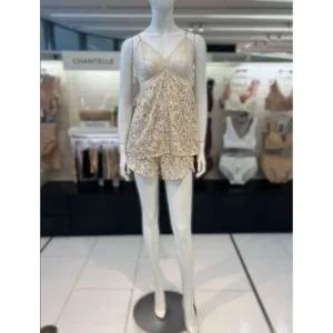 [갤러리아] 바바라 번아웃플라워프린트 캐미솔,하프슬립 세트 ACS4613S/AHS4613H-BG