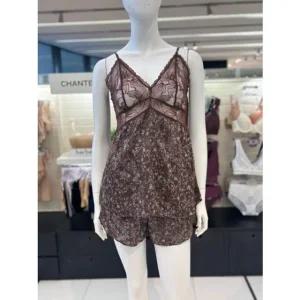 [갤러리아] 바바라 번아웃 플라워프린트 캐미솔,하프슬립 세트 ACS4613S/AHS4613H-BR