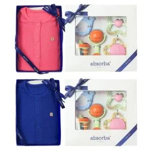 [갤러리아] (압소바출산,백일,돌,신생아내의세트)드레곤슬림내의+5종딸랑이세트(A1A-10388SET)