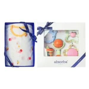 [갤러리아] (압소바출산,백일,돌,유아내의세트)프루내의+5종딸랑이세트(A1A-10390SET)