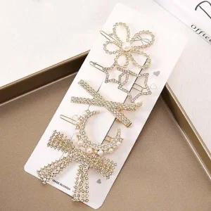 여성 봄 큐빅 옆 장식 진주 머리 데일리 헤어 핀 5개 헤어집게핀 미니집게핀 머리집게핀 머리집게 앞머리핀