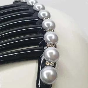 올림머리 일자형 큐빅펄 헤어빗핀 뒤꽂이 올림 빗핀 헤어빗핀 올림 머리핀 비녀 뒤꽂이