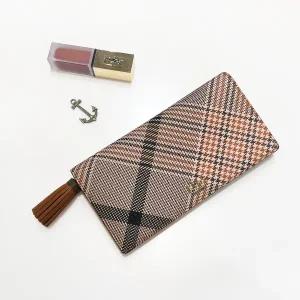 [롯데백화점]닥스 액세서리 [본점][EDINBURGH] 브라운 태슬 체크패턴 장지갑 DCWA2F322W2