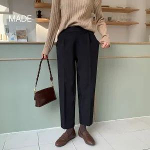 [하프클럽/]기모마랑뒷밴드슬랙스 기모바지 와이드슬랙스 k162