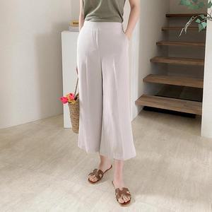 [VY] 여자 넓은 통 핀턱 8부 나팔 백밴딩 슬랙스