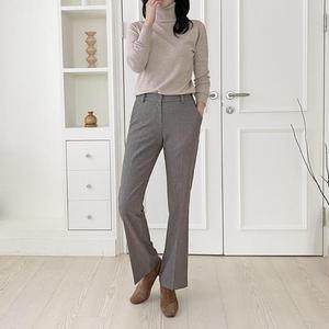 여자 겨울 체크 잔고방 핀턱 세미정장 바지_3