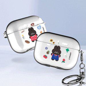 애플 아이폰 에어팟 프로 3세대 투명 케이스 키링 열쇠 고리 블랙래빗 클리어케이스