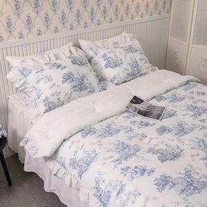 [BZJLR7TE_51AM]뜨왈 패턴 광목 이불베개세트 Q 블루 침구