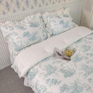 [BZJLR7TC_51AM]뜨왈 패턴 광목 이불베개세트 Q 민트 침구