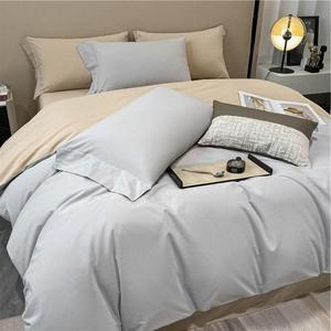 3종 그레이+카멜 이불커버+매트커버+베개커버 침구 세트 침실인테리어 순면 호텔 Q/K