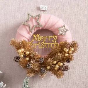 크리스마스 리스 벽장식 샤이니 양모링 23cm 벽걸이 소품 현관 문 카페 입구 데코