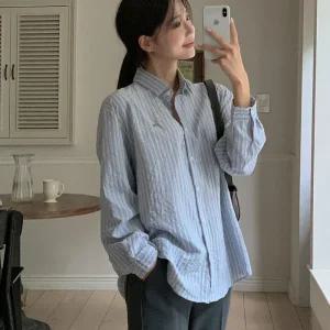 [코코블랑] 퍼즈 팬던트 스트라이프 셔츠