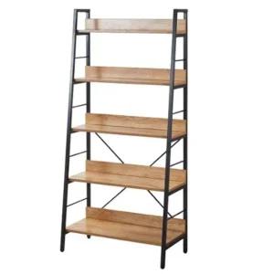 고품질 5단책장 DIY책장 거실 장식장 스틸 우드책장 블랙 원목책장 (W7EB2E9)