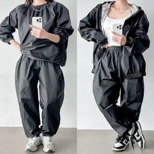 여성 땀복 상하세트 맨투맨 후드집업 트레이닝세트 다이어트 남성 헬스복 런닝복 츄리닝 2종