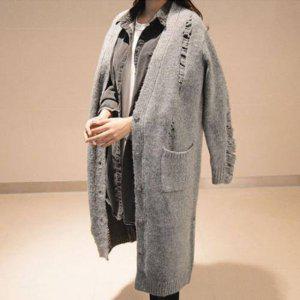 지컷 포인트 여름 반팔 부클 여자 배색 가디건