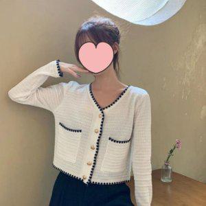 페미닌무드 여성니트가디건 여아여름가디건 골드버