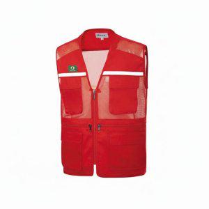 파브 안전조끼 등망사 4포켓 앞뒤 반사띠 작업 베스트 적색