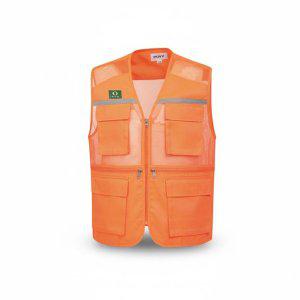 파브 안전조끼 등망사 4포켓 앞뒤 반사띠 작업 베스트 주황색