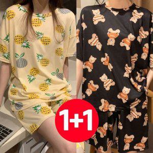 귀여운잠옷 여름잠옷 파인애플블랙곰 여자여름잠옷