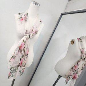 손수건마니아 큰꽃무늬 롱 쉬폰 스카프 패션