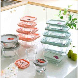 정사각 내열유리 오븐 글라스 실리콘 800ml 용기 찬통