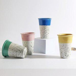 보온보냉 스텐 텀블러 빈티지 마블 도자기 식기 400ml