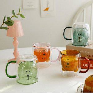 라미나 컬러 맥주잔 유리컵 이중유리컵 280ml 카페용