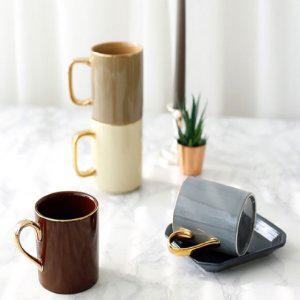 음료컵 골드 티머그 머그잔 300ml 카페컵 홈카페용
