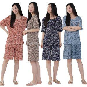 셋트잠옷 할머니 반팔 여성파자마 스판잠옷 꽃주