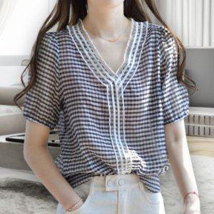 여름블라우스 퍼프블라우스 반팔 여성여름블라우스