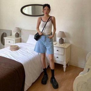 팬츠 여성조거팬츠 여성반바지 와이드핏 4부 데