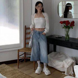 여성반바지 포니건 여성조거팬츠 코튼 워싱 8부