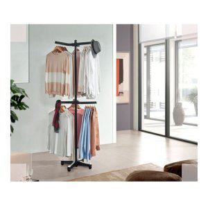 블랙 옷걸이 수납용트리플행거 블랙드레스룸옷걸이