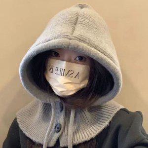 니트 니트베스트 바라클라바 후드인기 버튼 바라