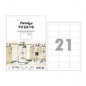 폼텍 투명필름라벨 LCC-3105 21칸 10매 A4.레이져 권(1개입)