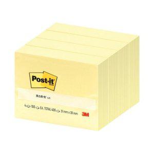 3M 포스트잇 일반 653-4 노랑 100매/4패드 갑(15개입)