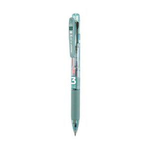 모나미 플립3 3색 유성볼펜 0.5mm 세이지그린 반투명 바디 검+청+적 타(12개입)