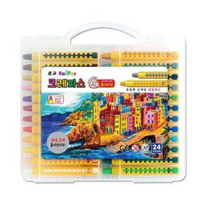 문교 유럽형 레일파스 24색 크레파스 MRCO-24 홀더타입 금색.은색 갑(12개입)