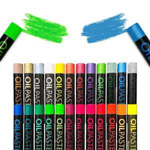 형광 메탈 오일파스텔 혼합 24색 미술용 색연필 아트용품 색상