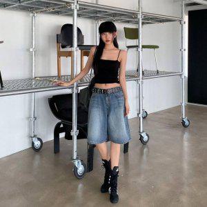 샌더브 빈티지 5부 팬츠 와이드팬츠 치마바지