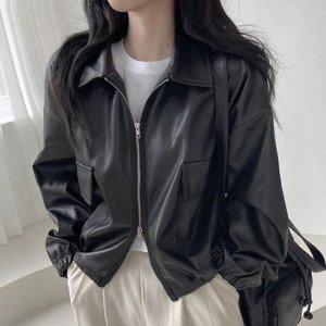 라이더자켓 아우터 스웨이드점퍼 여자상의 가죽 숏청자켓 크롭자켓 여성 지퍼 벨벳자켓