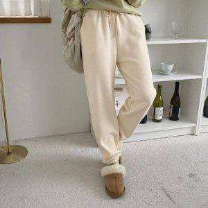 루데비 기모 반바지 후리스 와이드팬츠 여자슬랙