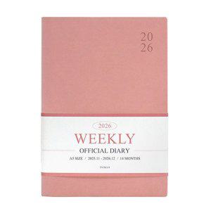 다이어리 2026 오피셜 A5 위클리 스케줄러 날짜형 핑크무스 업무용 수첩