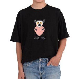 기능성 반팔티셔츠 러브유 사랑 하트 날다람쥐그림 다양한색상 전사이즈