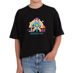 기능성 반팔티셔츠 놀이동산 추억 회전목마 공원그림 다양한색상 전사이즈