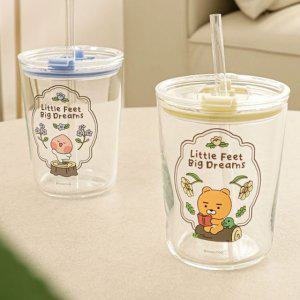 카카오프렌즈 빨대 유리 텀블러 500ml 1P 예쁜 빨대컵