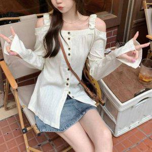 퍼프블라우스 넥블라우스 온나핏 반팔블라우스 어